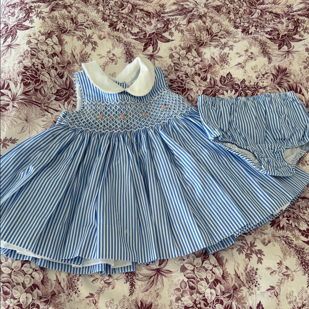 Ralph Lauren Blue and White Striped Baby Outfit